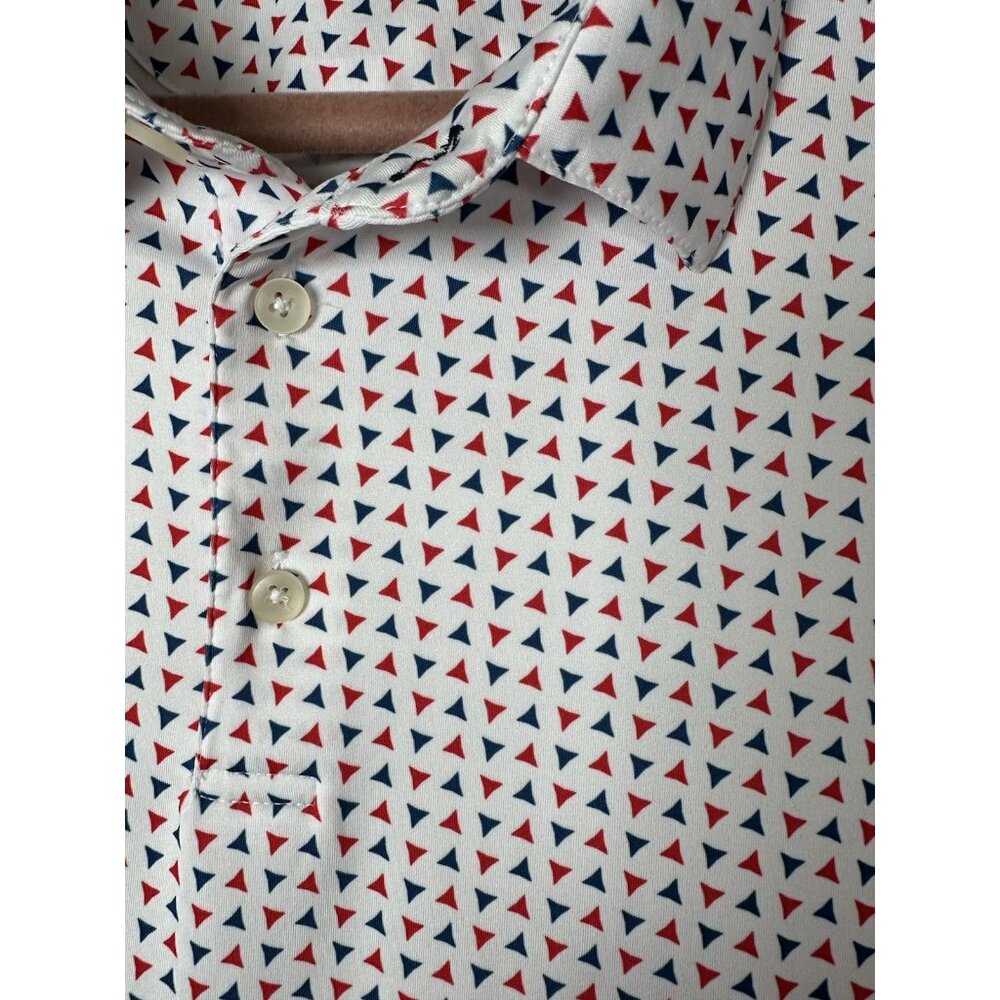 Mizzen Main Performance Polo Shirt Size XXL Trim Red Blue Geometric USA - Picture 3 of 8